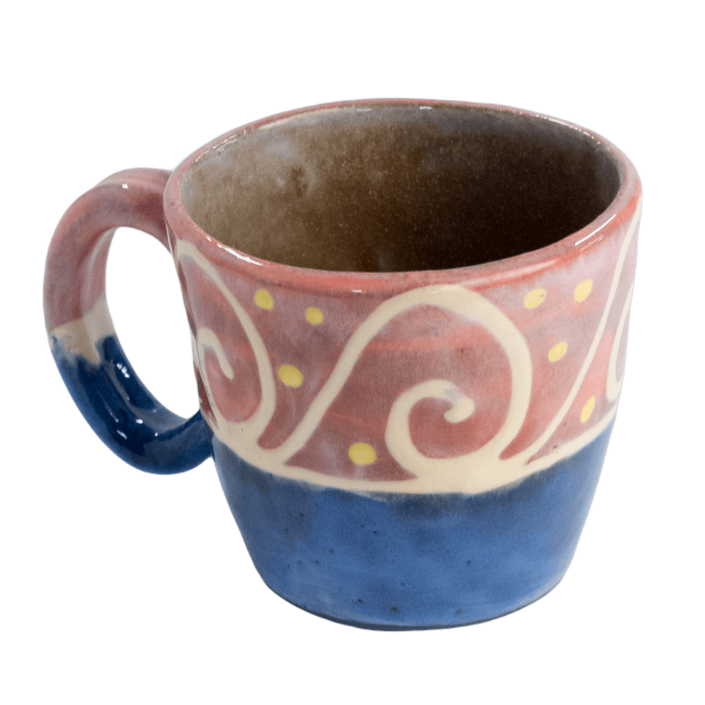 Straight Coffee Mug (10 Oz) - Blue with White Wave on Watermelon