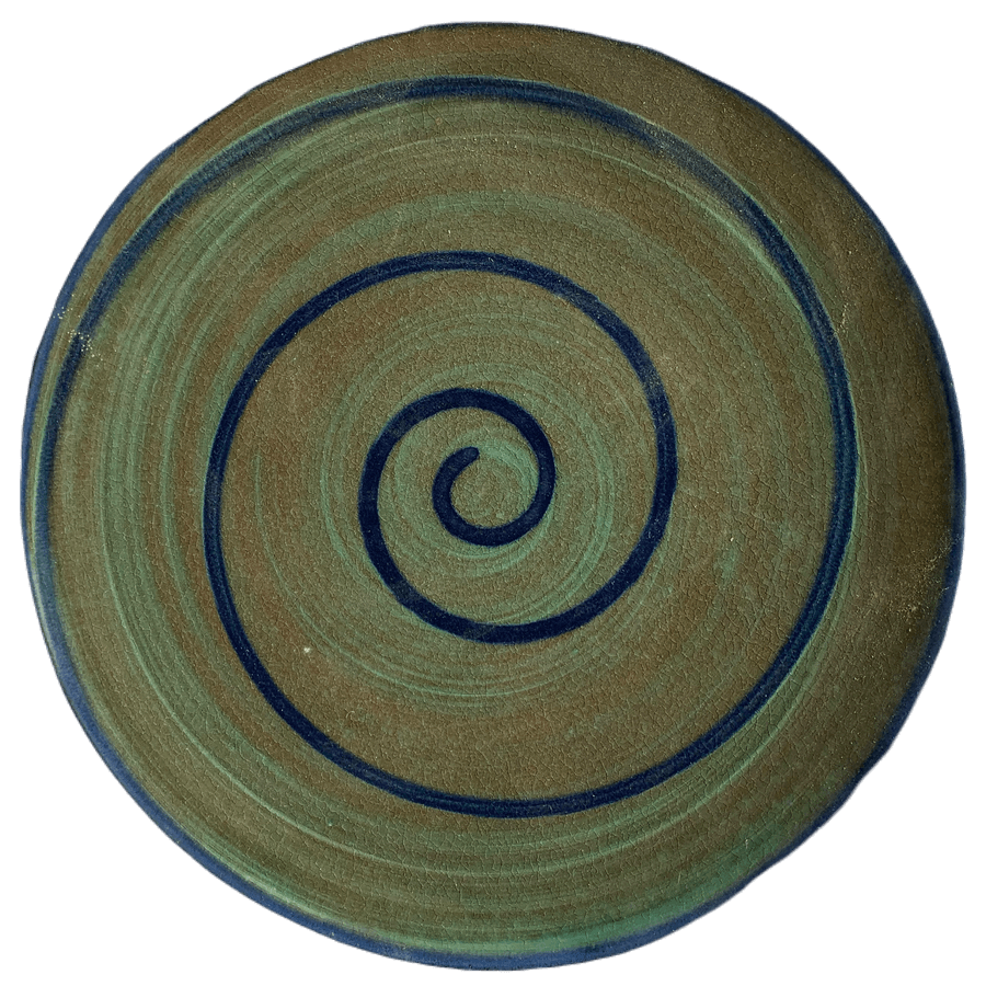 Green with Blue Swirl Pottery Design